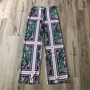 PrettyLittleThing Pink and Green Geometric Leaf Pants